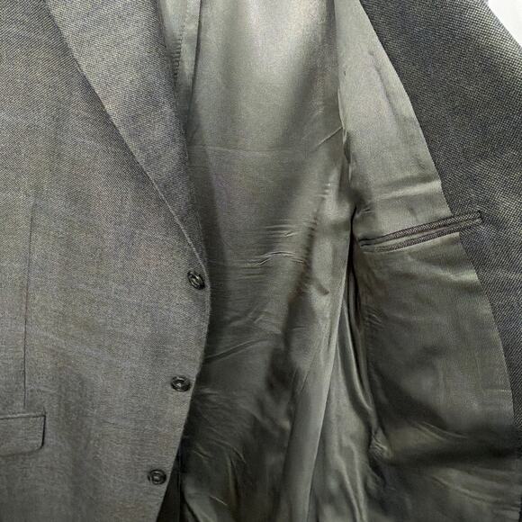 Hickey Freeman Blazer Cashmere Silk 46R Windowpane Gray Blue Sport Coat Jacket - Picture 7 of 15